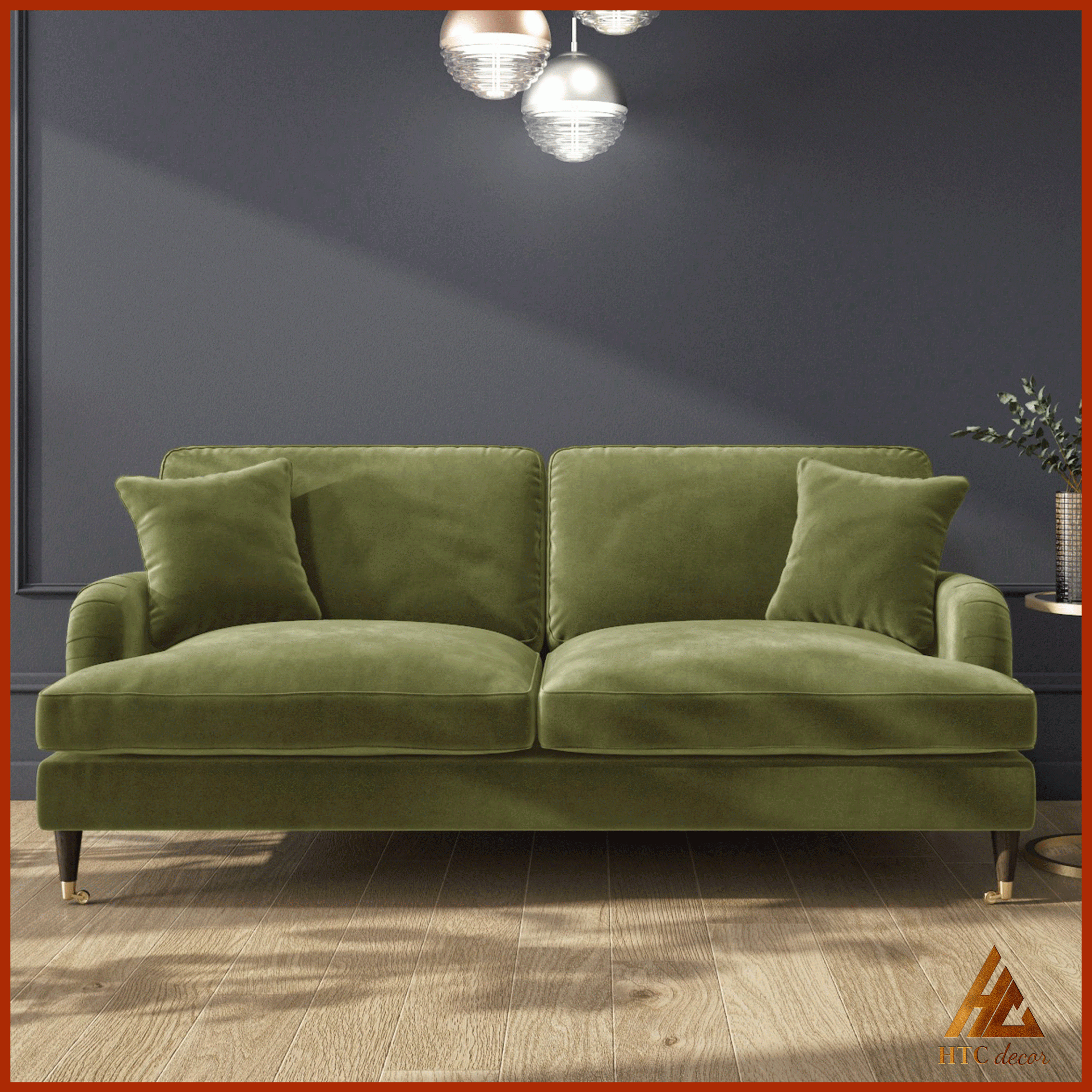 Ghế Sofa Băng Dài Olive Vải Nhung